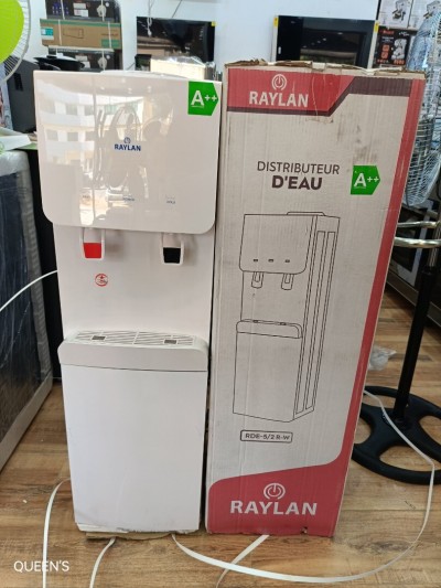 RAYLAN Distributeur fontaine d'eau fraîche avec mini réfrigérateur Blanc