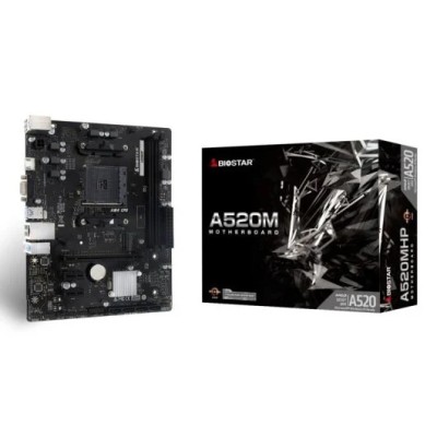 BIOSTAR A520MHP - CARTE MÈRE MICRO-ATX - AMD AM4 - AMD A520 2 X DDR4 - SATA III - SLOT M.2 - BLACK