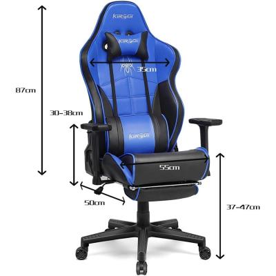 KIROGI SIÉGE GAMING 2076 XL - ACCOUDOIR 5D - REPOSE-PIEDS - ROTATION À 360 - ERGONOMIQUE - BLEU