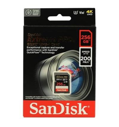 SANDISK EXTREME PRO 256GB - CARTE SDXC UHS-I - 200MO/S LECTURE - VIDEO 4K UHD - BLACK
