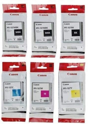 CARTOUCHES CANON ORIGINALES  PFI-107 - 6 PACK 130ML - Traceur Canon iPF670 / 770 / 680 / 685 / 780 
