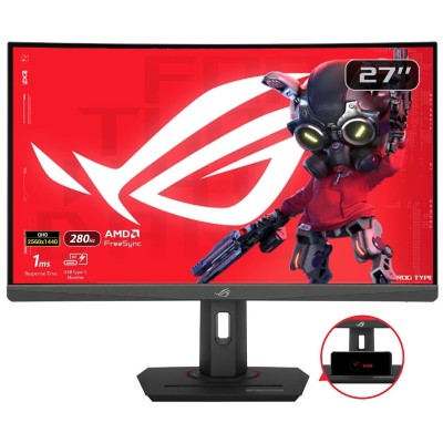 ECRAN ASUS ROG STRIX XG27WCMS - GAMING 27" 2.5K - 280HZ - 1MS - FAST VA CURVED - AJUSTABLE - BLACK
