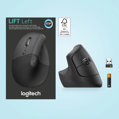 LOGITECH LIFT LEFT SOURIS SANS FIL ERGONOMIQUE - 6 BOUTONS - 4000 DPI - USB - SILENTTOUCH - GRAPHITE