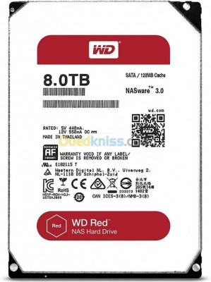 WD 8TB RED PLUS NAS - WD80EFAX - 3,5" - SATA 6 Go/S - 5400 TMP - 256 Mo - HDD -