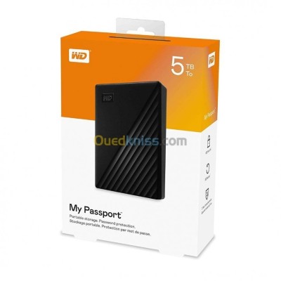 WD MY PASSPORT 5 TB - Disque Dur Externe USB 3.2 - Noir -
