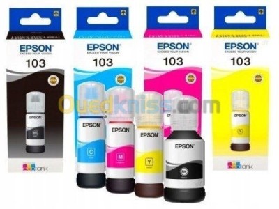 BOUTEILLES D'ENCRE EPSON 103 ECOTANK - BLACK - CYAN - MAGENTA - YELLOW - ORIGINALE 