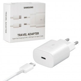 Samsung Fast Charging 2.0 25 W Travel Adapter USB Type C Sur Type C Câble 3 A Noir -Blanc