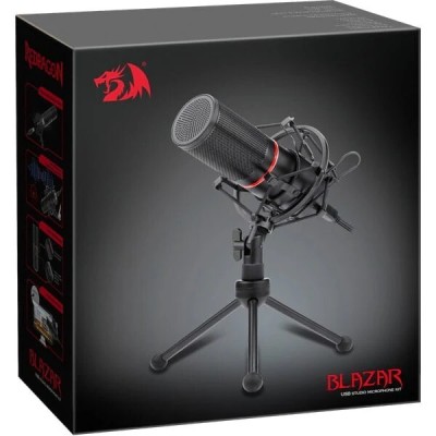 REDRAGON BLAZAR GM300 - MICROPHONE GAMING - LED STREAMING - 20 KHZ - USB - 1,7M - MÉTAL - NOIR