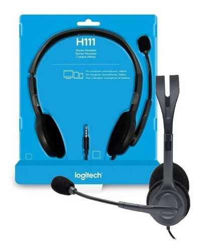 LOGITECH H111 - CASQUE STÉRÉO FILAIRE AVEC MICRO AJUSTABLE - JACK 3.5 MM - COMPATIBLE PC/MAC/MOBILE