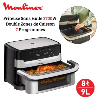 Friteuse Air Fryer Moulinex sans huile 9L 2700W - 7 PROGRAMMES Double Zone - قلاية هوائية