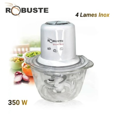 Hachoir Robuste Quatro 350W 1 Litres Bol En Verre avec 4 Lames - مفرمة
