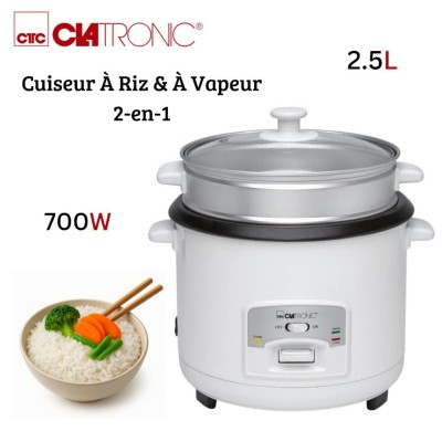 Cuiseur À Riz Et Vapeur Clatronic 2en1 2.5L 700W - Revêtement Anti-adhesif