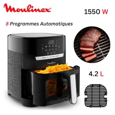 Friteuse Air Fryer Et Grill Moulinex sans huile 4.2L 1550W - 8 Programmes Tactile avec Fenêtre
