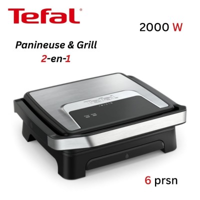 Panineuse et Grill Électrique TEFAL 2En1 2000W avec Thermostat Réglable et Plaques Antiadhésives