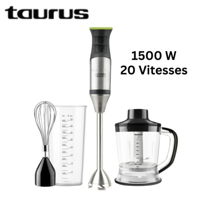 Bras Mixeur plongeant Taurus 3 En 1 Inox extra-long 1500W 20 Vitesses - خلاط يدوي كهربائي