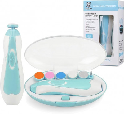 PandaEar Tondeuse à ongles électrique pour bébé avec 6 tampons de rechange, coupe-ongles et ciseaux