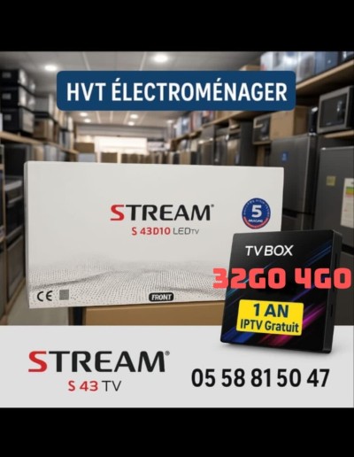 Super promo tv stream 43 D10+TV BOX ANDROID 1 ANS IPTV GRATUIT