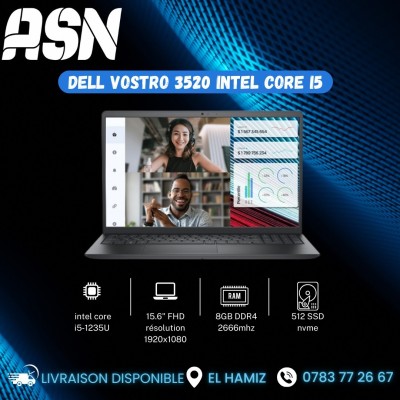 Dell Vostro 3520  i5 12eme Gén | 8 Go RAM | 512 Go SSD | 15,6" FHD