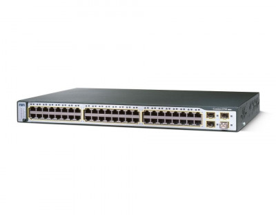 Cisco Catalyst switch 3750 48 10/100 + 4 SFP + IPB Image Layer 3 switching