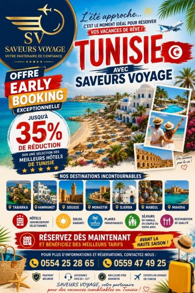رحلة-سياحية-early-booking-tunisie-vos-vacances-a-prix-reduits-عين-النعجة-الجزائر