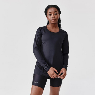  T-shirt Decathlon manches longues running anti-uv femme - sum protect long noir