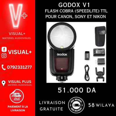 appliance-accessories-godox-v1-flash-cobra-a-tete-ronde-ttl-pour-canon-nikon-sony-el-harrach-alger-algeria