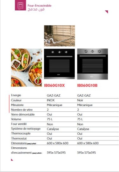 IRIS FOUR IBO60M10X INOX GAZ-ELECTRIQUE MIXTE 