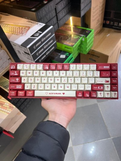 CLAVIER AJAZZ AK680 ( RED - WHITE ) RED SWITCH