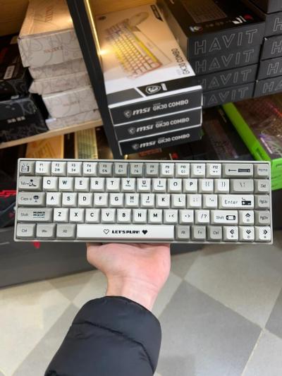 CLAVIER AJAZZ AK680 ( GREY AND WHITE ) RED SWITCH