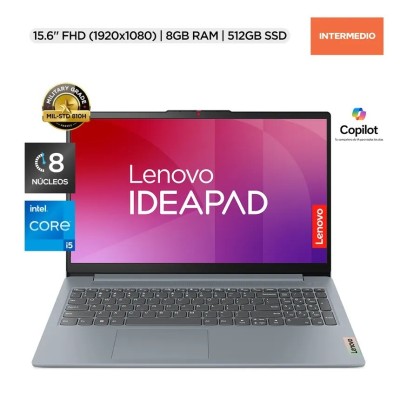 LAPTOP LENOVO IdeaPad Slim 3: i5-13Gen / DDR5 8GB  / SSD 512GB / 15.6" FULL HD 