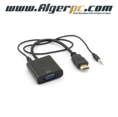 Adaptateur convertisseur HDMI vers VGA avec prise audio