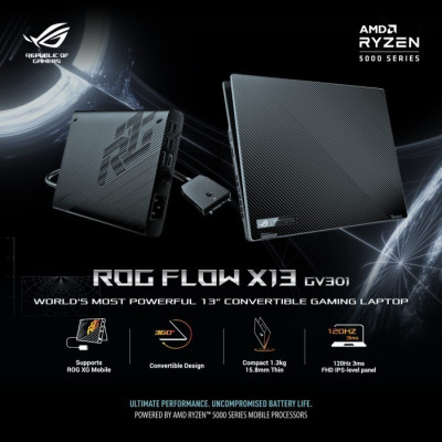 ASUS ROG Flow X13 AMD Ryzen 9 5980HS/32 Go/1 To SSD/GTX 1650/RTX 3080 mobile/13.4 tactile/2 sacoches