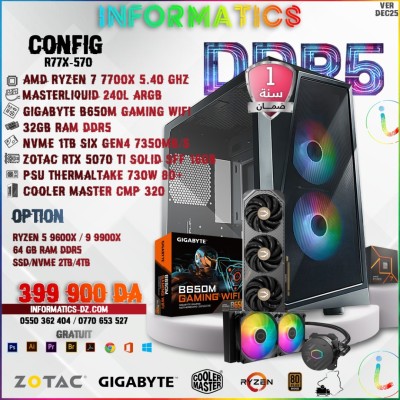 INFORMATICS CONFIG R77X-570 | RYZEN 7 9700X 5.50 GHZ + 240L | RTX 5070TI 16GB OC | 32GB DDR5