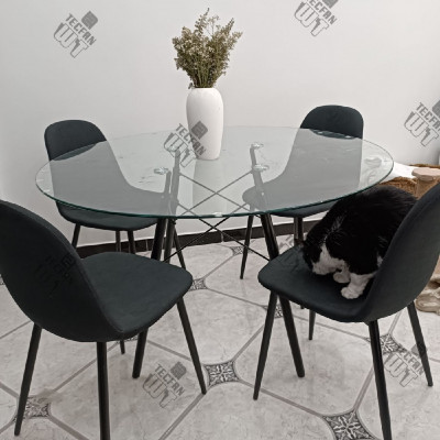 غرفة-الطعام-table-ronde-120-cm-avec-4-chaises-en-tissu-قرواو-البليدة-الجزائر