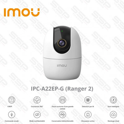Camera Wifi IMOU, Ranger 2, Mini PT, 2MP, Objectif 3.6mm, IR 10m