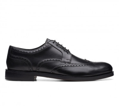 CLARKS Craftdean Wing Black Leather