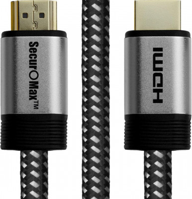 Câble HDMI SecurOMax (4K 60Hz, HDCP 2.2, HDR, 18 Gbps) avec cordon tressé -3mètres