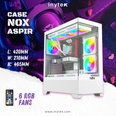 Boitier Gamer NOX ASPIR avec 6Pcs Fan 12cm ARGB + Controlleur 10 sorties