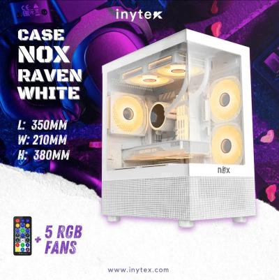 Boitier Nox Fusion Raven avec 5Pcs Fans M31-12cm ARGB + Controlleur 10 sorties White