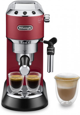DeLonghi Dedica Style EC685.R, Machine à Café Espresso Cappuccino en Acier Inoxydable Café Moulu 