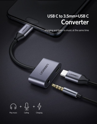 Adaptateur T  USB C vers 3,5 mm, écouteurs audio AUX 2 en 1 + charge PD Huawei + OnePlus + Xiaomi