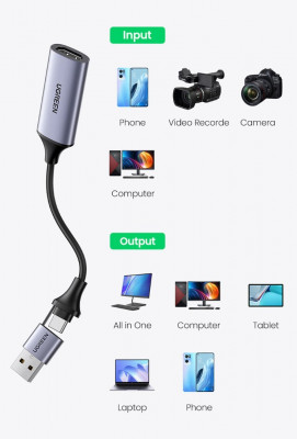 Ugreen carte d'acquisition vidéo 4K HDMI vers USB / type-c Switch PS5 caméra Xbox enregistrement 