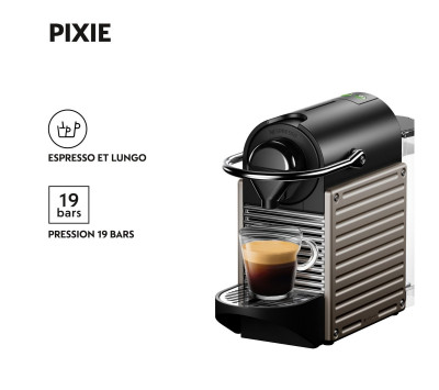 Machine à Café Nespresso Krups Pixie Titane Cafetière Dosettes YY4127FD