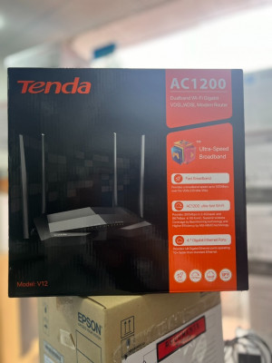 Tenda Modem Routeur V12 AC1200 Double Bande Wi-Fi Gigabit VDSL/ADSL