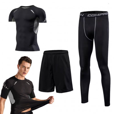 sur-vetements-ensemble-de-compression-pour-hommes-sport-3-pieces-top-et-jambieres-bab-ezzouar-alger-algerie