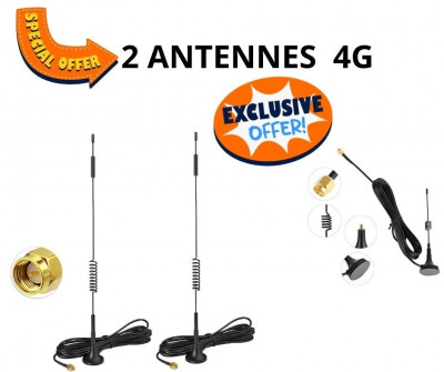 Pack offre deux antennes 4G Haute Gain avec cable 10M pour modem 4g mobilis djezzy ooredo
