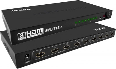 Splitter HDMI 1 entrée vers 8 Sorties,Ultra HD jusqu'à 4Kx2K et 3D pour projecteur,HDTV,STB,DVD