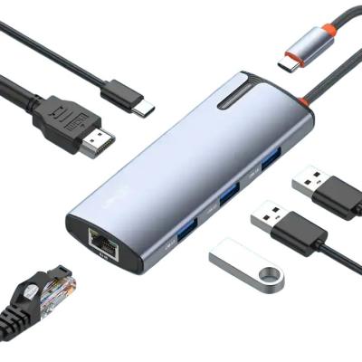 ADAPTATEUR SIYOTEAM DS-16H USB TYPE C TO HDMI TO RJ45 TO USB3.0 6IN1