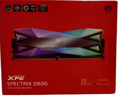 MEMOIRE DDR4 ADATA XPG 16G 3200 UDIMM CL16 GAMMIX D60 RGB AX4U320016G16AST60