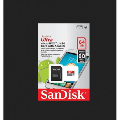 CARTE MEMOIRE SANDISK ULTRA SDXC UHS-I 64GB SPEED UP TO 80 MB/s